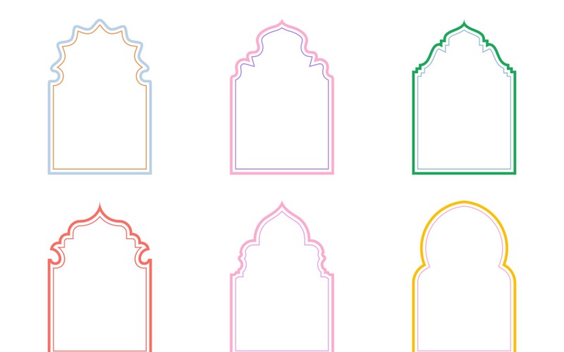 Islamic Arch Design dubbla linjer Set 6 - 24