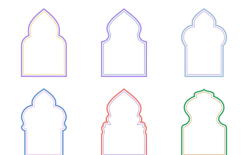Islamic Arch Design dubbla linjer Set 6 - 33