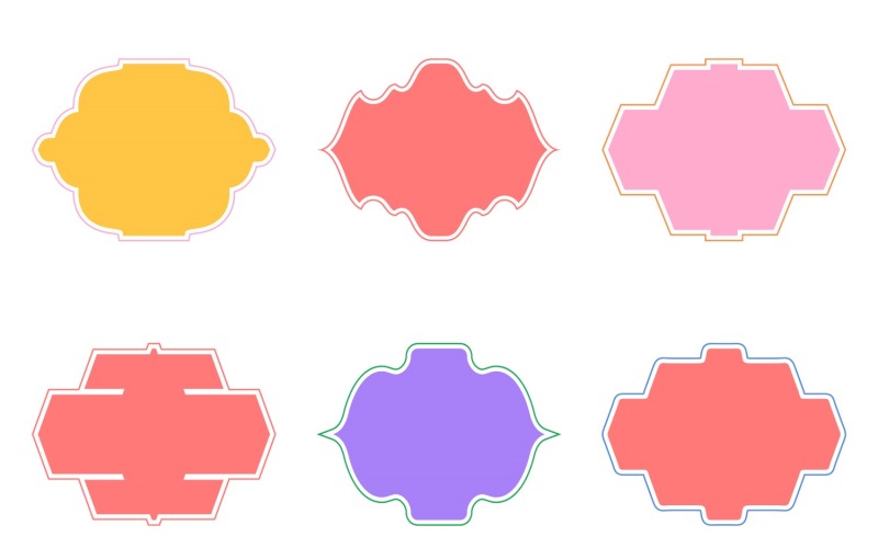 Glyphe de conception de cadre islamique avec contour, ensemble 6 - 1