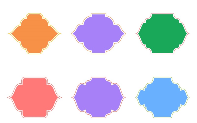 Glyphe de conception de cadre islamique avec contour, ensemble 6 à 22