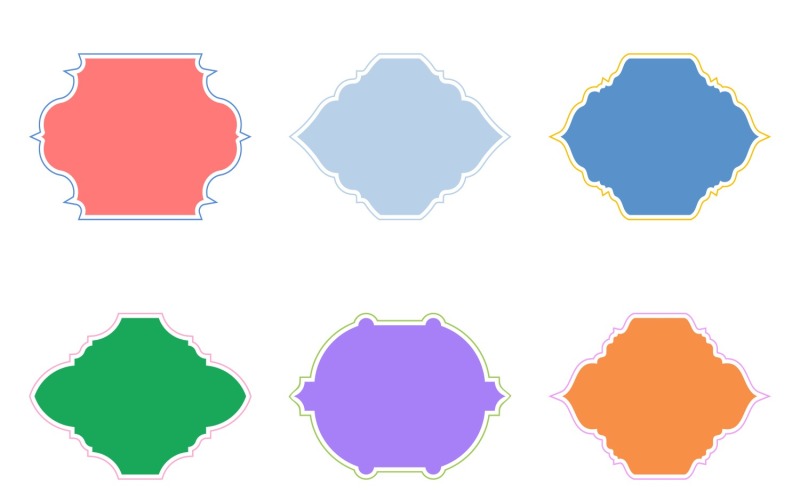Glyphe de conception de cadre islamique avec contour, ensemble 6 à 28
