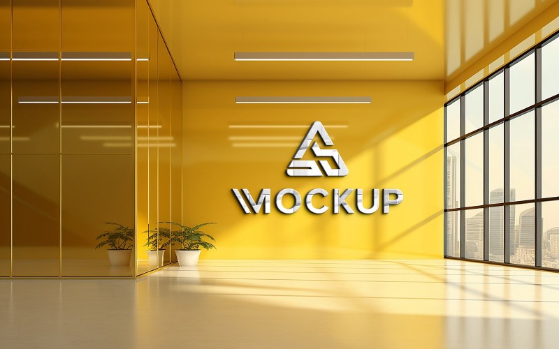 Mockup logo da parete design psd 3d realistico