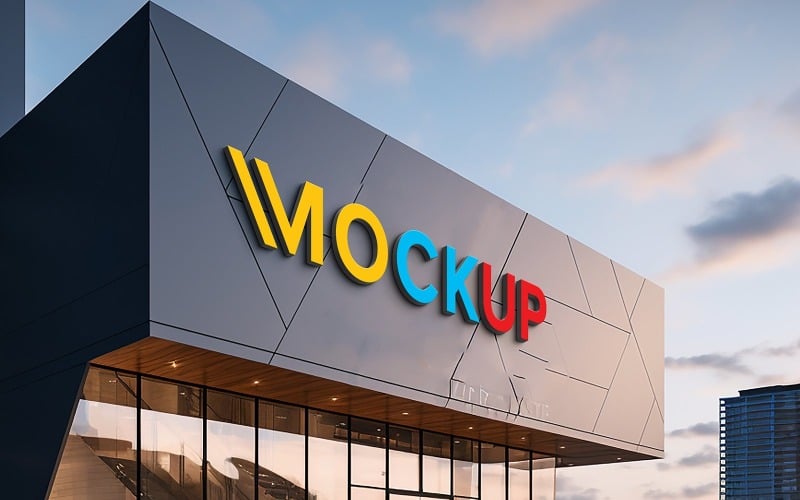 Store front sign mockup psd