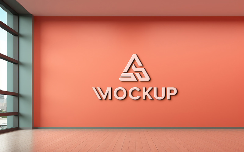 3d style presentation wall logo mockup