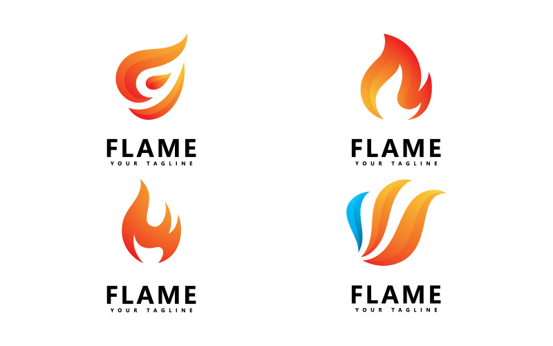 Abstrakt design för brandflammalogotyp V9