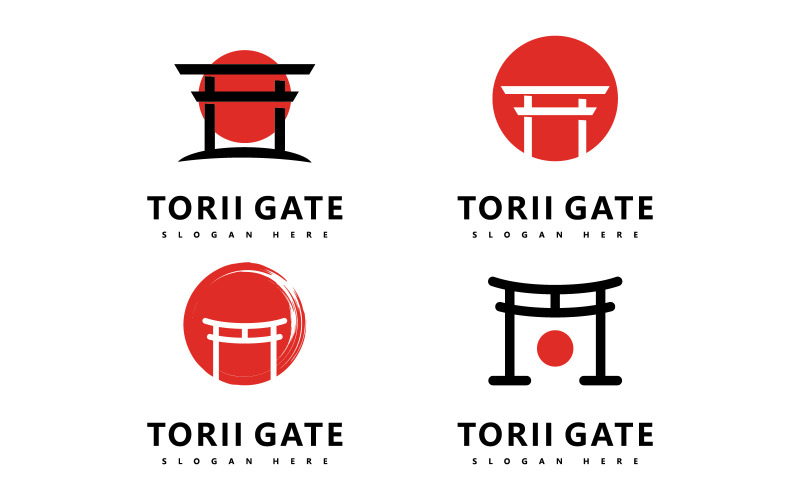 Icône du logo Torii conception d'illustration vectorielle japonaise V5