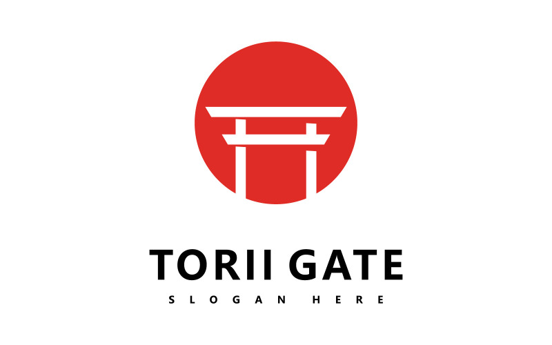 Torii logó ikon japán vektoros illusztráció design V4