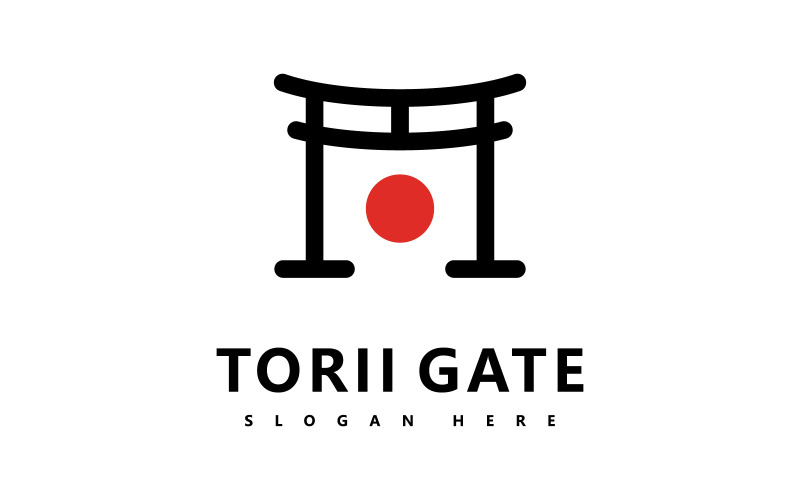 Torii logotyp ikon japansk vektorillustration design V2