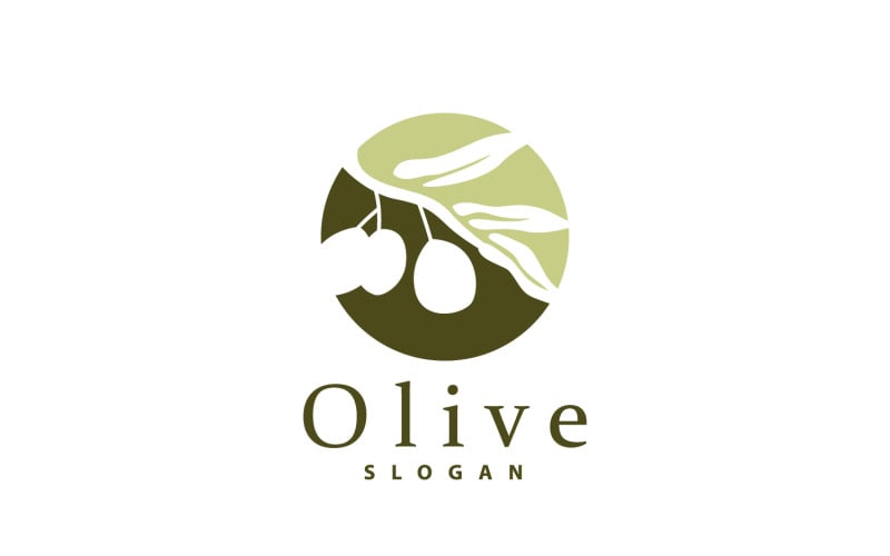 Logo oliwy z oliwek Roślina z liśćmi oliwnymiV48