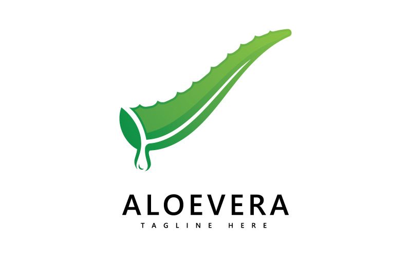 Disegno vettoriale di goccia del logo della pianta di aloe vera. Icona del logo del gel di aloe vera V1