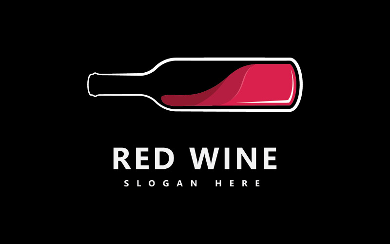 Modello di disegno dell'icona del logo del vino Illustrazione vettoriale V1