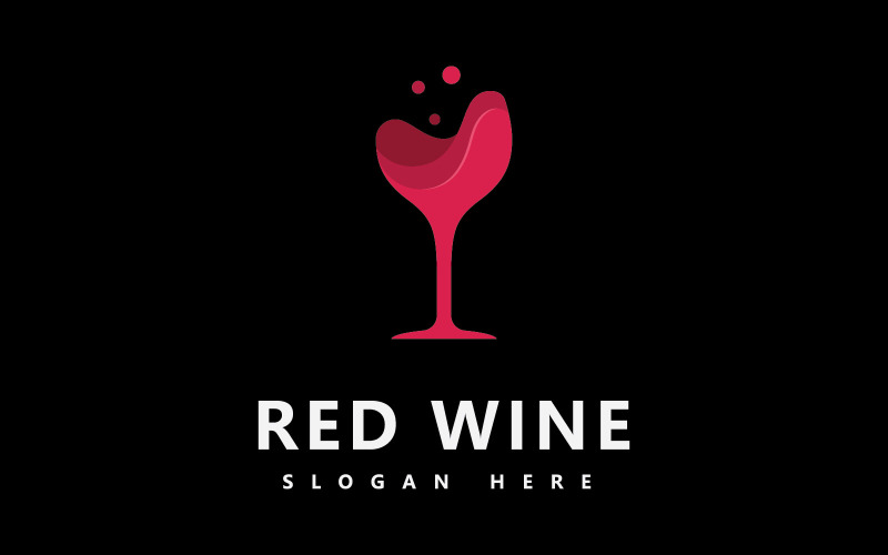 Modello di disegno dell'icona del logo del vino Illustrazione vettoriale V3