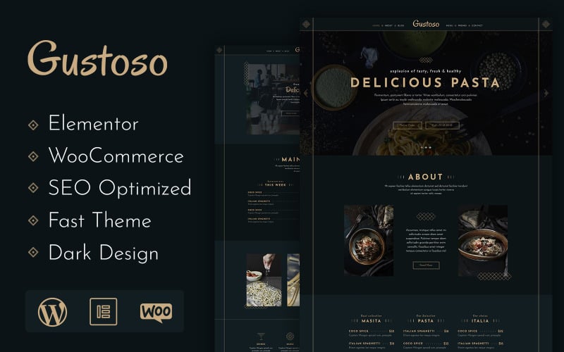 Motyw WordPress dla restauracji Gustoso