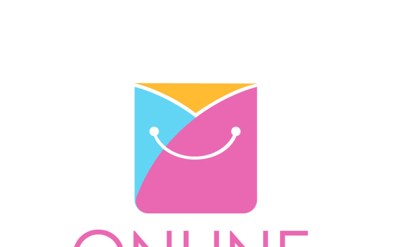 Online vásárlás logó, vásárlási logó tervezés, többszínű