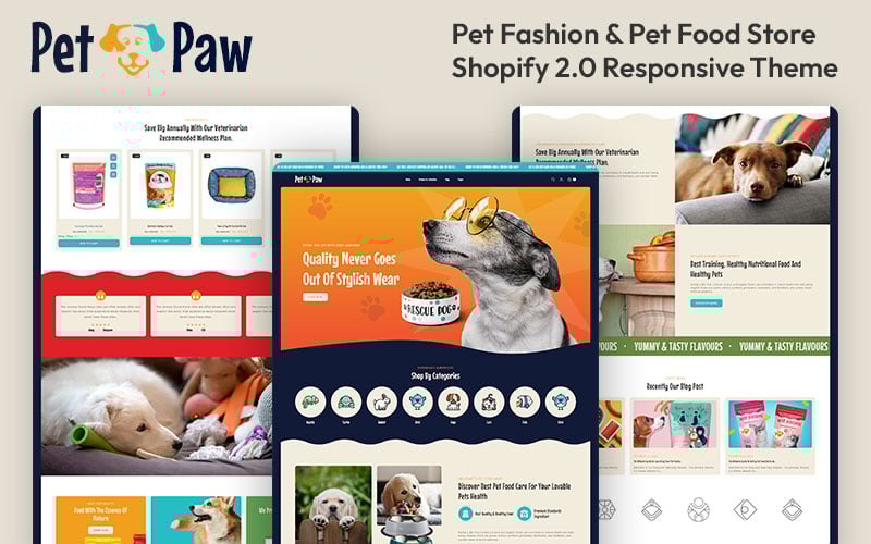 Petpaw — sklep z modą dla zwierząt i karmą dla zwierząt domowych Uniwersalny responsywny motyw Shopify 2.0