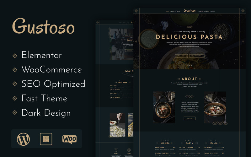 Thème WordPress pour le restaurant Gustoso
