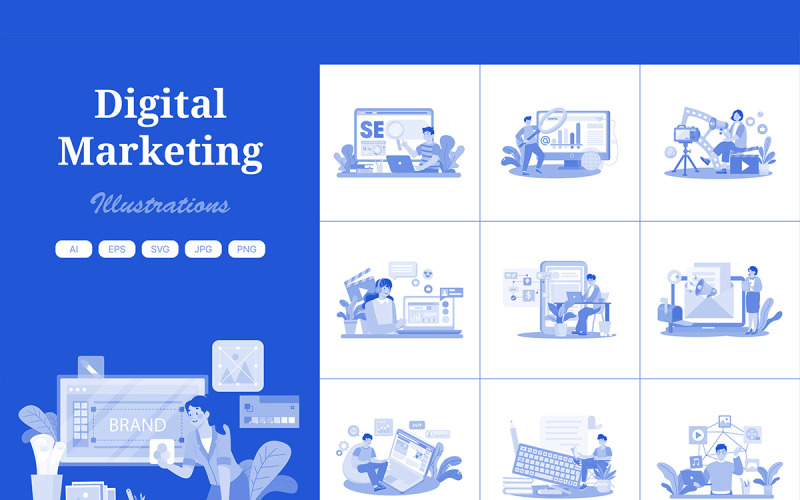 M727_Pack d'illustrations de marketing numérique