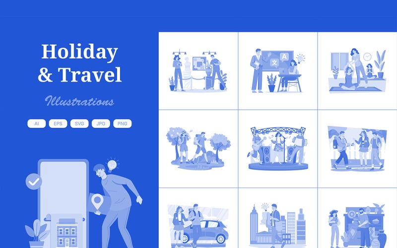 M728_ Paquete de ilustraciones de viajes y vacaciones
