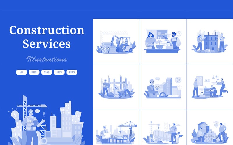 M735_ Pacchetto illustrazioni servizi di costruzione