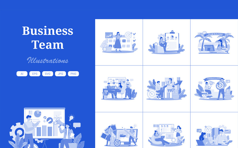 Pacote de ilustrações da equipe M726_Business