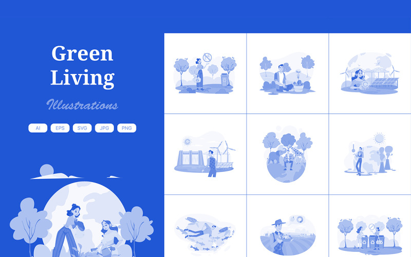 M707_ Набор иллюстраций Green Living 1