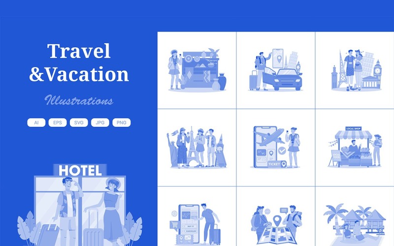 M711_Paquete de ilustraciones de viajes y vacaciones