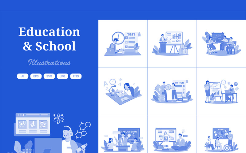 M712_ Набор иллюстраций для школы и образования
