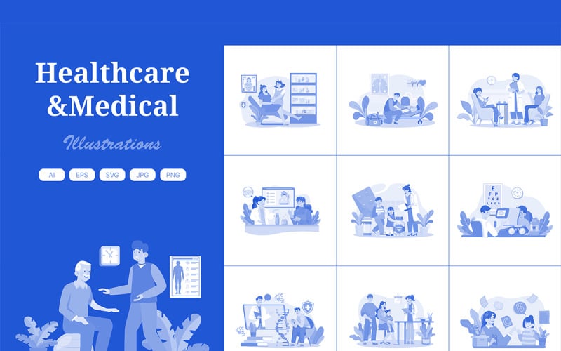 M716_ Illustrationspaket für Gesundheitswesen und Medizin