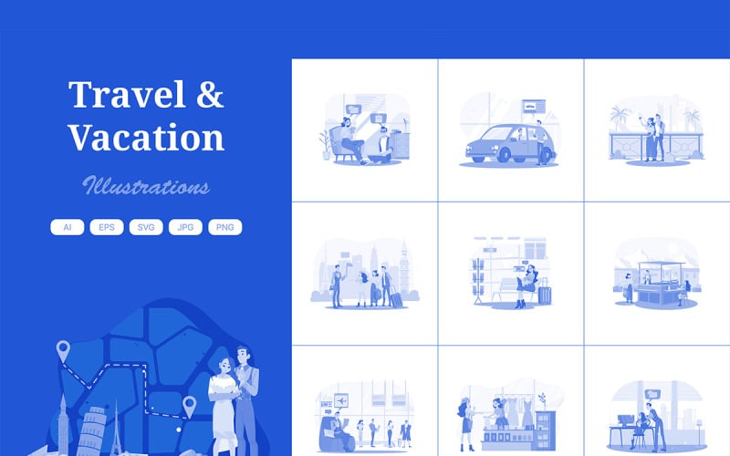 M719_ Pacchetto illustrazioni viaggi e vacanze 1