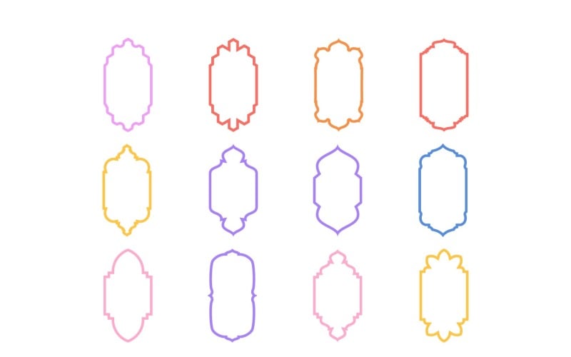 Conjunto de linhas em negrito com design de moldura vertical islâmica 12 - 10