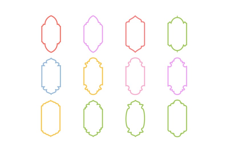 Conjunto de linhas em negrito com design de moldura vertical islâmica 12 - 13
