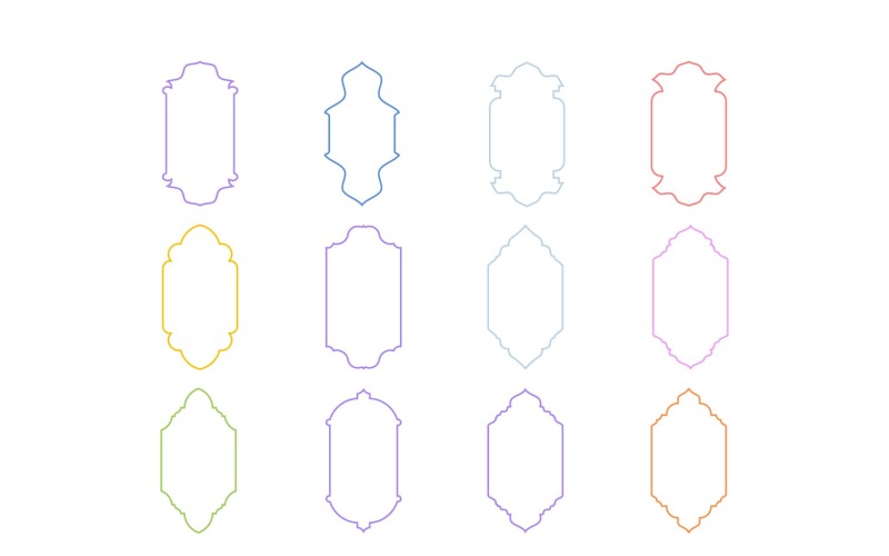 Conjunto de linhas finas de design de moldura vertical islâmica 12 - 12