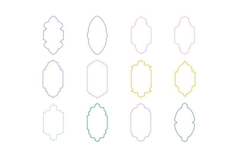 Conjunto de linhas finas de design de moldura vertical islâmica 12 - 3