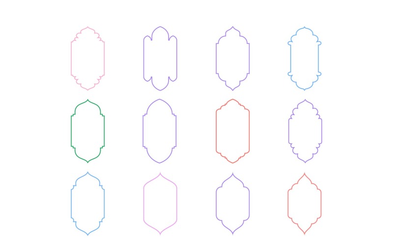 Conjunto de linhas finas de design de moldura vertical islâmica 12 - 6