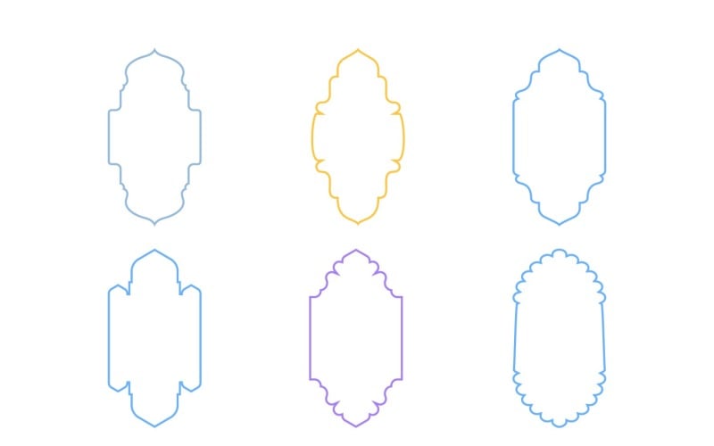 Ensemble de lignes fines de conception de cadre vertical islamique 6 à 16