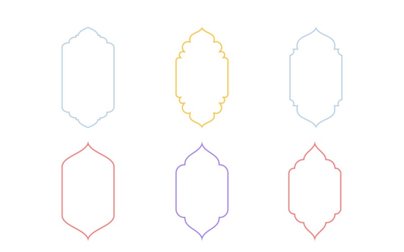 Conjunto de linhas finas de design de moldura vertical islâmica 6 - 22
