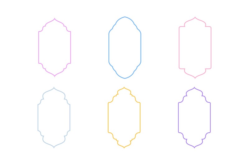 Diseño de marco vertical islámico Conjunto de líneas delgadas 6 - 30