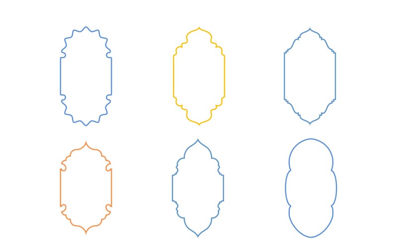 Diseño de marco vertical islámico Conjunto de líneas delgadas 6 - 32
