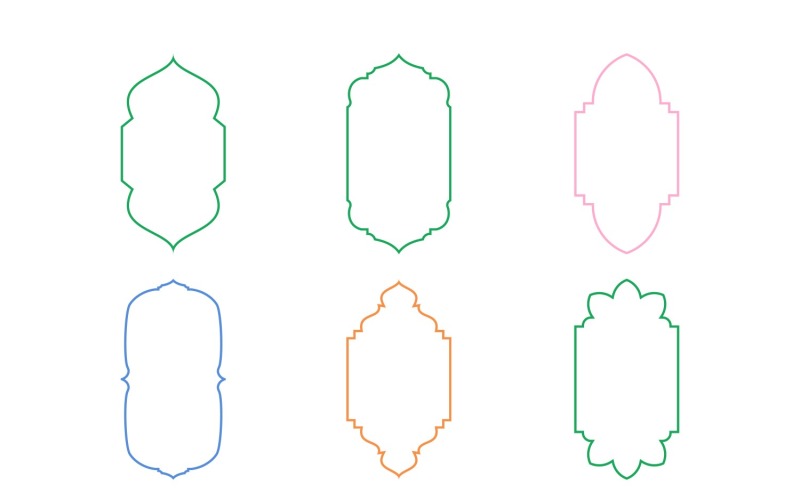 Islamisches vertikales Rahmendesign, dünne Linie, Set 6 – 34