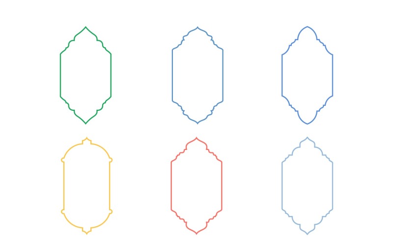 Conjunto de linhas finas de design de moldura vertical islâmica 6 - 5