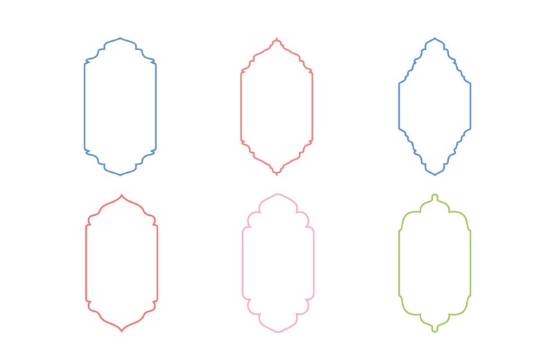 Islamisches vertikales Rahmendesign, dünne Linie, Set 6 – 13