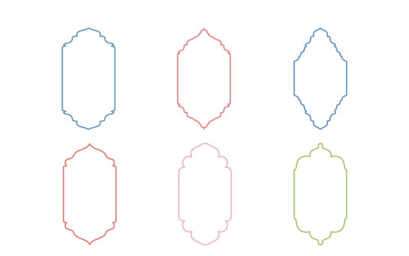 Ісламська вертикальна рамка дизайн тонка лінія набір 6 - 13