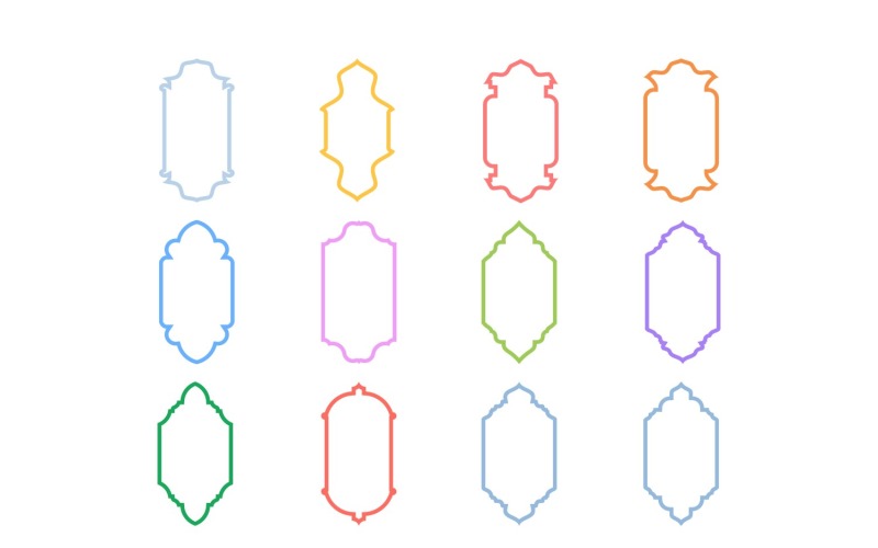 Conjunto de linhas em negrito com design de moldura vertical islâmica 12 - 12