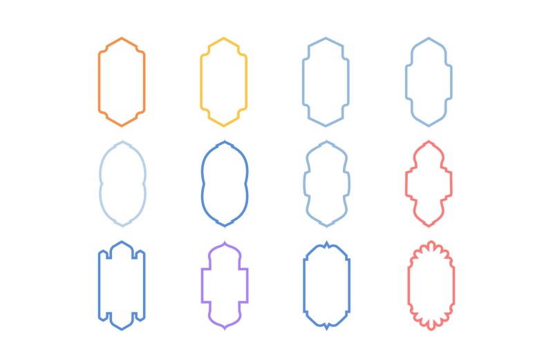 Conjunto de linhas em negrito com design de moldura vertical islâmica 12 - 15