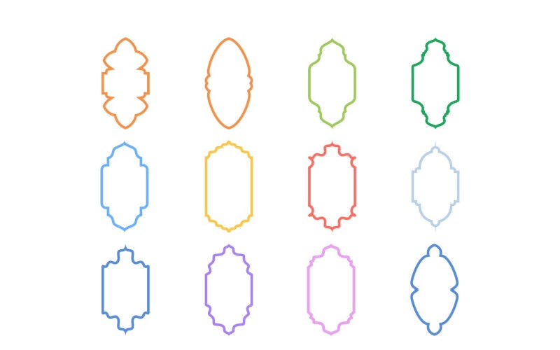 Conjunto de linhas em negrito com design de moldura vertical islâmica 12 - 3