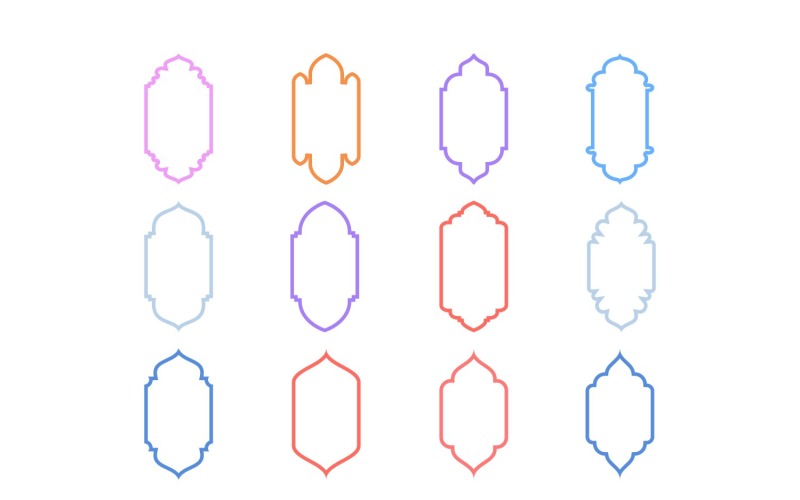 Conjunto de linhas em negrito com design de moldura vertical islâmica 12 - 6