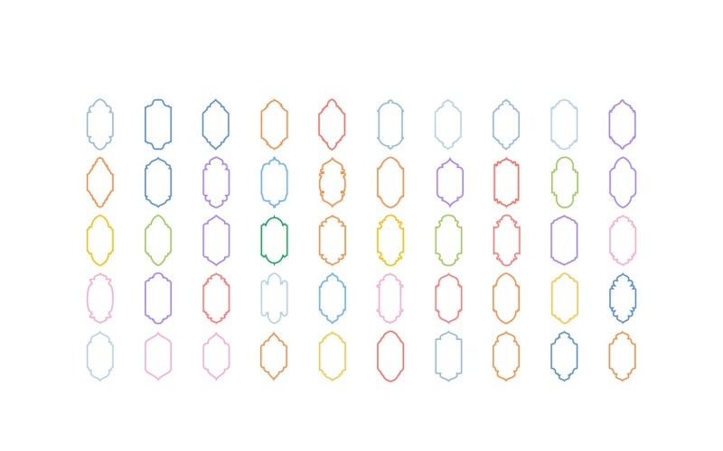 Conjunto de linhas em negrito com design de moldura vertical islâmica 50 - 3
