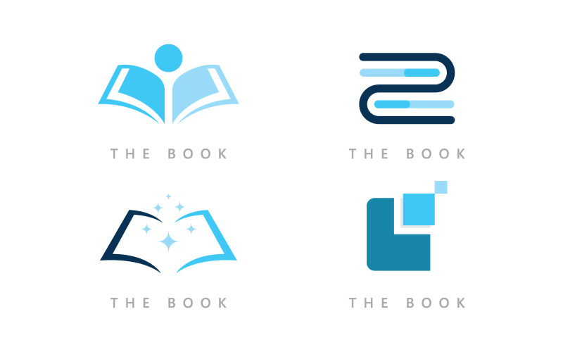 Modelo de ícone do logotipo da educação. ilustração de livro aberto V0
