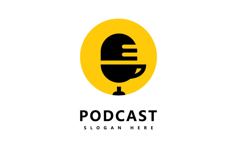 Simboli del microfono del modello vettoriale di design dell'icona del logo Podcast V8