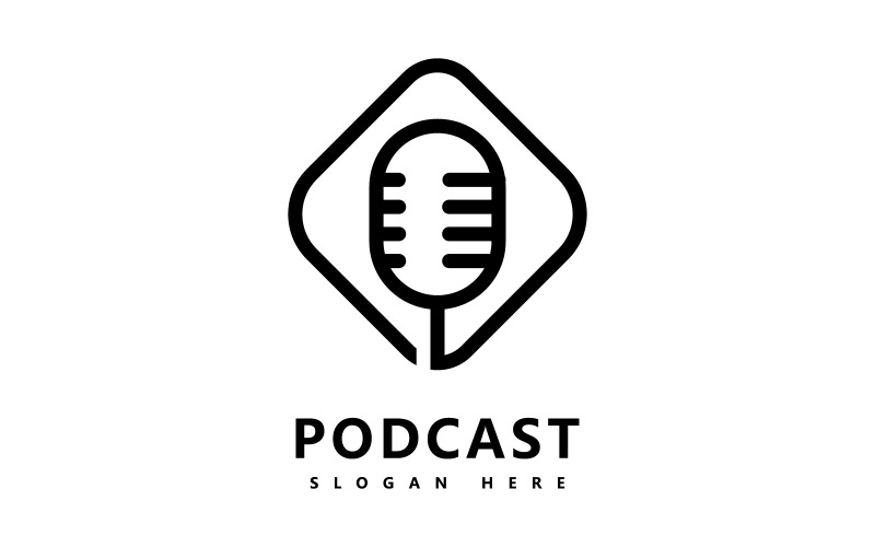 Simboli del microfono del modello vettoriale di design dell'icona del logo Podcast V3